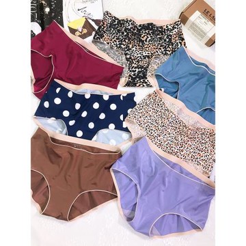 外貿高級感美式內褲女2025新款純棉秋冬性感豹紋冰絲無痕女士中腰