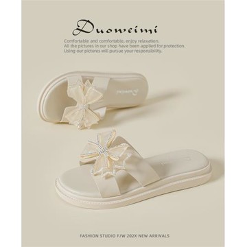 一字拖鞋外穿時尚2026新款夏水鉆海邊沙灘厚底涼鞋大碼女鞋41一43