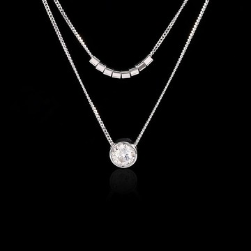 925純銀星點雙層女輕奢小眾莫桑石吊墜氣質時尚簡約百搭小眾項鏈