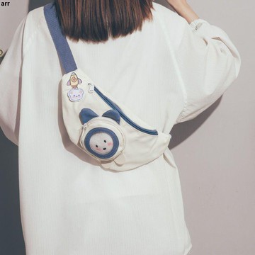 胸包女💕可愛胸包女斜挎ins潮日系百搭手機腰包小清新仙女學生單肩帆布包