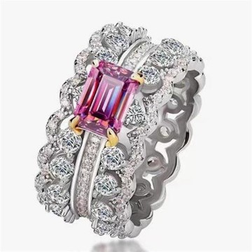 現貨+預購 頂級莫桑鑽石戒指925純銀戒指婚戒女鑽戒子求婚戒情人節禮物-高級祖母切滿鑽74lp37【獨家進口】【米蘭精品】