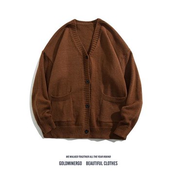 秋冬復古開衫毛衣外套男女純色百搭韓版潮流寬松情侶慵懶風針織衫