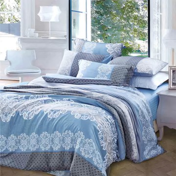 藍貓BlueCat 台灣製造天絲纖維印花床包組  約瑟夫  6尺  床包 + 兩用被套