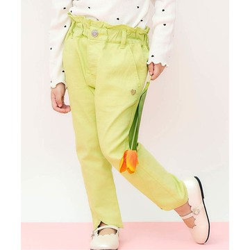 日本 apres les cours - 特色鬱金香下擺注目長褲-黃綠