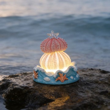 情侶手工禮物 diy禮物 海胆贝壳diy发光小夜灯材料包生日礼物送女生闺蜜卧室装饰品摆件 小夜燈 擺飾 送閨蜜的禮物