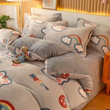 冬天法蘭牛奶珊瑚絨被套單件被罩150x200x230被單床單人春秋冬季8