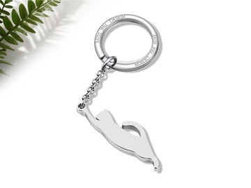 日常的小貓咪 - 做瑜珈的貓-不鏽鋼吊飾鑰匙圈系列