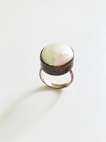 天然馬貝珍珠銀戒指