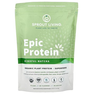 Sprout Living, Epic Protein，靜心抹茶味，1 磅（456 克）