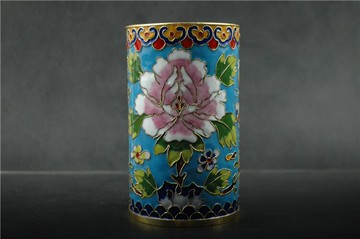 正宗景泰藍掐絲琺瑯花絲工藝筆筒工藝品擺件高檔禮品