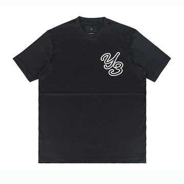 Y-3藝術草寫字母LOGO設計純綿質圓領短袖T恤(男女款/白x黑)