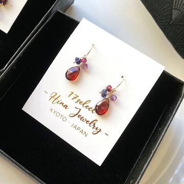 14KGF 莫三比克石榴石耳環 / 一月誕生石 / 耳夾