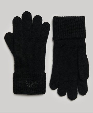 Superdry Women's Women's Ribbed Knitted Gloves Black - Size: 1SIZE