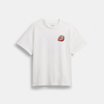 棉質草莓圖案休閒T恤