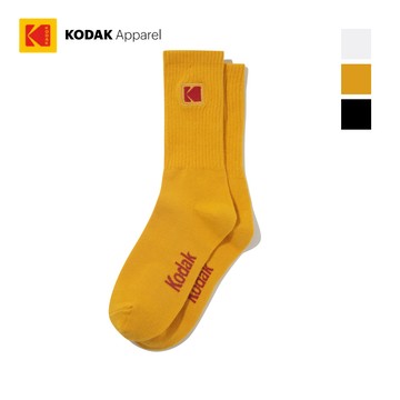 【KODAK Apparel】柯達 單色中筒襪 3色(黑 白 黃) KB631001