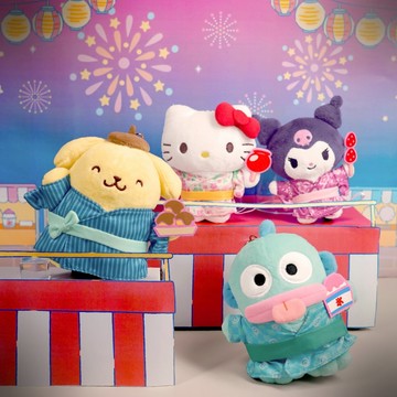 三麗鷗 夏季祭典絨毛吊飾 掛飾 鑰匙圈 夏季祭典 盲盒 盲抽 盒玩 布丁狗 酷洛米 人魚漢頓 Kitty