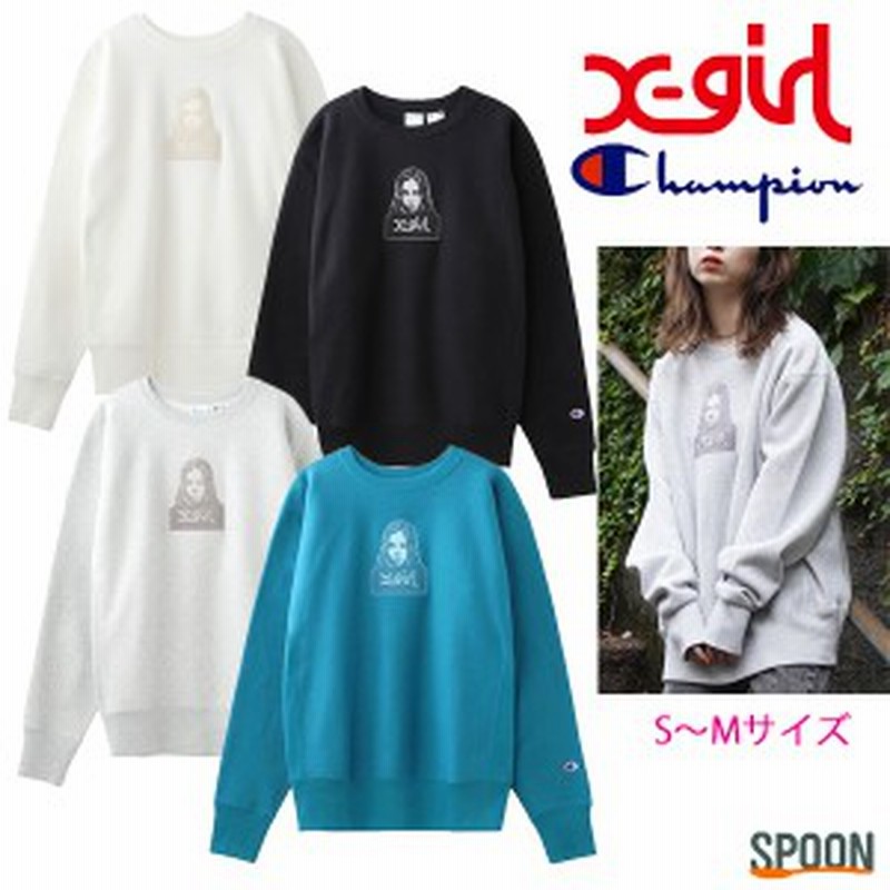 X Girl エックスガール チャンピオン コラボ スウェットトップス X Champion Face Reverse Weave Crewneck Sweat Top 通販 Lineポイント最大get Lineショッピング