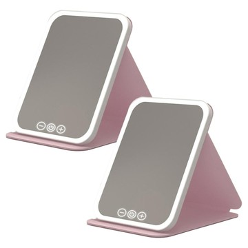 LED 摺疊化妝鏡  粉色  2個