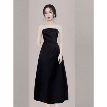 2025年秋季新款性感抹胸禮服裙長款高級感宴會主持人氣質晚禮服女