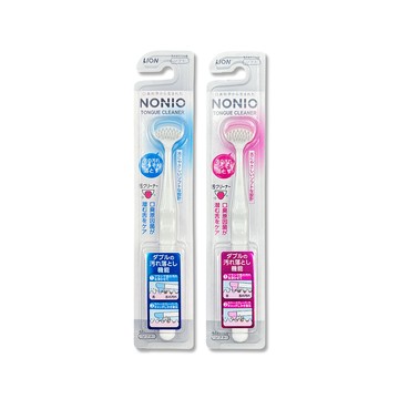 LION (2盒任選超值組)NONIO高密極細斜刷毛雙效去汙除垢舌苔刷1入/盒(藍色/粉色_2款可選)