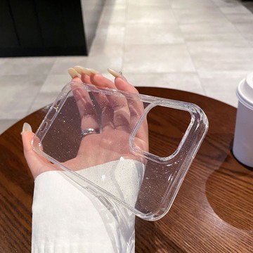 免運 公司貨 保護殼 透明細閃簡約適用蘋果16promax手機殼 適用iphone15軟殼閃粉保護套 HZGZ01191