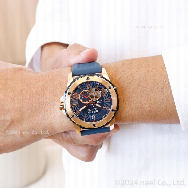 Bulova 深かっ メンズ 時計 ブラック シリコンバンド