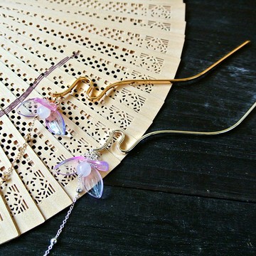 燈籠花髮簪(藍紫色款)-適合當新手簪