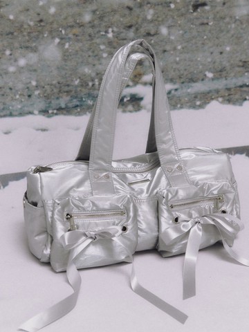 Double Ribbon Cargo Duffle Bag _Metal Silver