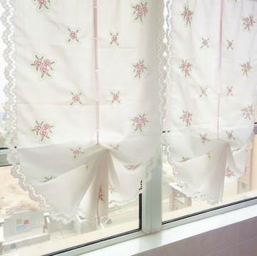 特價包郵韓式刺繡提拉簾升降羅馬簾氣球簾臥室客廳飄窗窗簾成品