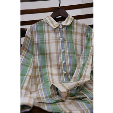 春秋韓版寬松炫彩條紋格紋長袖襯衣寬松清新日系百搭通勤條紋襯衣