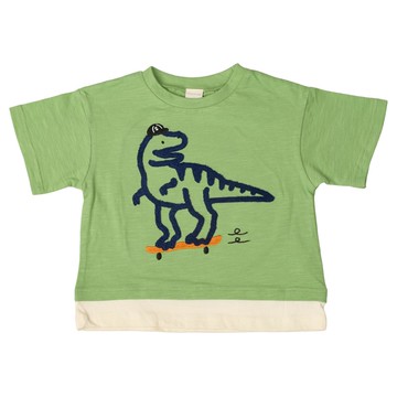 akachan honpo - 短袖T恤-凸毛繡-綠色