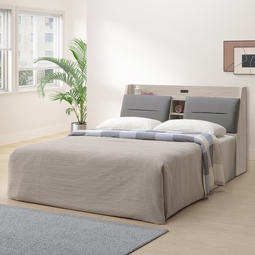 【Homelike】喜家居雙人加大6尺附插座抽屜床組(雪杉色)(2350)