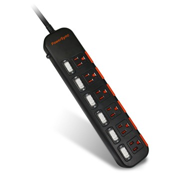 PowerSync 6開6插防塵防雷 2.7公尺 延長線 黑 TPS366DN0027