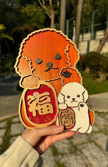 貴婦狗造型木製擺設 (可客製化)