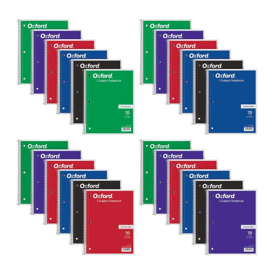 Oxford Spiral Notebooks, 1-Subject, College Ruled Paper, 70 Sheets, 24 per