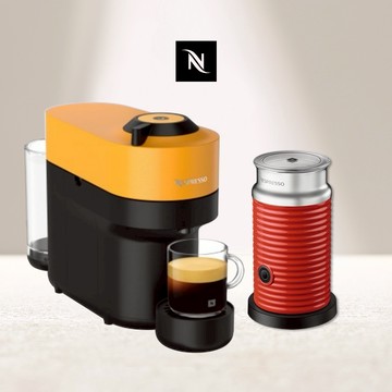 【Nespresso】創新美式 Vertuo 系列 POP 膠囊咖啡機 活力黃 奶泡機組合 可選色 (贈咖啡組+膠囊折扣金)