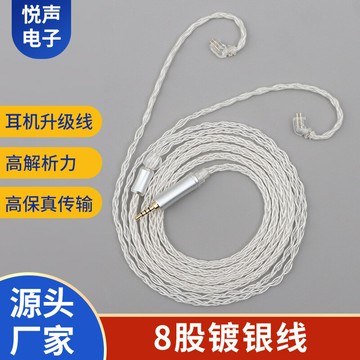 音頻線 音源線 喇叭線 8股十字編鍍銀線音頻線 透明PVC表皮帶繞耳式耳機升級線加工定 制