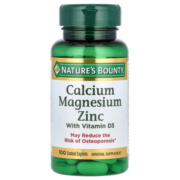 Nature's Bounty, 含維生素 D3 的鈣鎂鋅，100 粒包衣膠囊