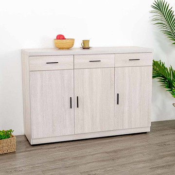 【日安家居】MIT弦日白梧桐4尺木面餐櫃