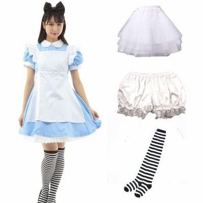 Eleeje アリス 風 ワンピース パニエ ドロワーズ セット ハロウィン コスチューム コスプレ 衣装 メイド Alice めいめい 通販 Lineポイント最大get Lineショッピング