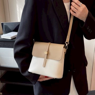 胖胖美依 單肩包  斜挎包 手提包 女士包 新款水桶包簡約拼色復古通勤單肩斜挎包潮流休閒