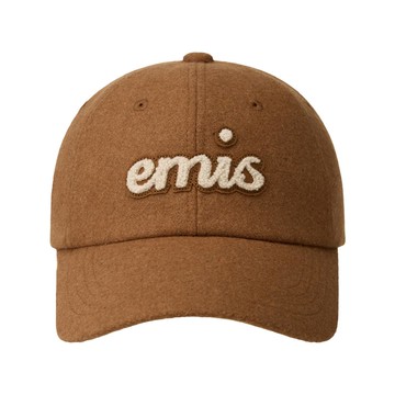 韓國 emis BOUCLE LETTERING LOGO BALL CAP 毛呢立體字母棒球帽 紅棕色REDDISHBROWN