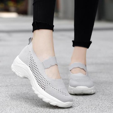 厚底淺口透氣網面輕便休閑女鞋