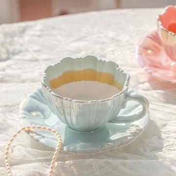 杯子藝術感家用下午茶法式杯碟套裝陶瓷招待客人咖啡杯精致花茶杯