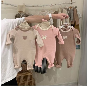 ins春秋嬰兒可愛小熊長袖連體衣男女寶寶家居服包屁爬服春秋衛衣