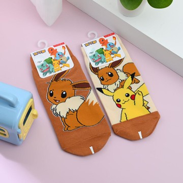 寶可夢直版襪2雙入-咖+可可22-26cm