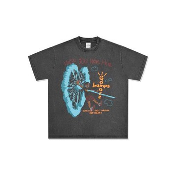BCGHOST夏季新款高街嘻哈卡通印花短袖t恤男女重磅寬松落肩純棉潮