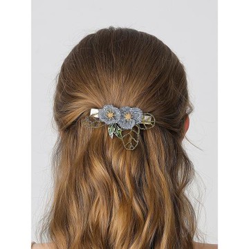 CHRIST克麗斯汀發飾 水仙花串珠橫夾感后腦勺彈簧夾半夾一字