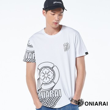 【買1送1↘滿額再折㊙】潮流鬼洗疊字LOGO短TEE(白) - BLUE WAY 鬼洗い