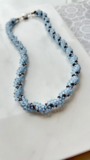 全人手編織日本珠飾頸鏈 / 蔚藍海洋